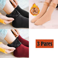 3 Pares - Meia Térmica - Tamanho Único (Nude, Preta, Vermelha)